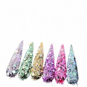 1oz / 28g Brillante Nuevo Láser Brillo de uñas Ojo de gato Uñas holográficas Arte Lentejuelas Espejo Chunky Flake Paillette Manicura Suministros de bricolaje 362U #