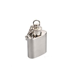 Mini flacon de hanche en acier inoxydable de 1 oz 28 ml avec porte-clés Bouteille de vin en plein air pour fête portable avec porte-clés WB2589