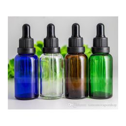 1OZ 30 ml Clear Blue Green Amber Glass Dropper Flessen met Druppelaar GLB en TIP Gratis verzending