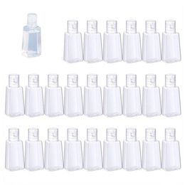 Botella de plástico vacía transparente de 30ml y 60ml con tapa abatible, envases de viaje para cosméticos, botellas de artículos de tocador recargables para desinfectante de manos