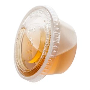 Gobelets jetables en plastique Jello Shot de 1 oz avec couvercles, conteneur de portion de soufflé, boîte transparente de 1 oncec XB1