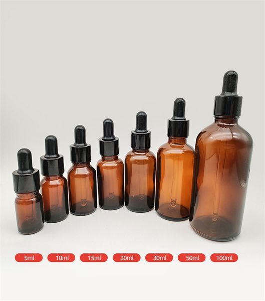 Botella cuentagotas de vidrio de 1 oz, 50 ml, 100 ml, botellas de tintura de vidrio ámbar con cuentagotas para aceites, líquidos, botellas de viaje a prueba de fugas, 15 ml