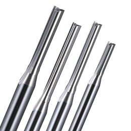 1P 3.175 / 4/5/6/8mm Shk Tungsten Steel deux flûtes à fente droite Moignage Cutter Carbure CNC End Mill Tools Wood Cutter Router Router