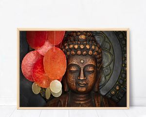 1p Boeddha schilderij boeddhisme canvas kunst moderne muur opknoping foto voor huisdecoratie