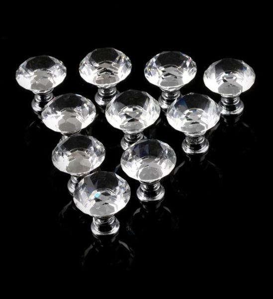 1 paquete/10 Uds. Pomos y tiradores de cristal con forma de diamante de 30mm para cajones y armarios, accesorios de Hardware para puertas de cocina y armarios 9982834