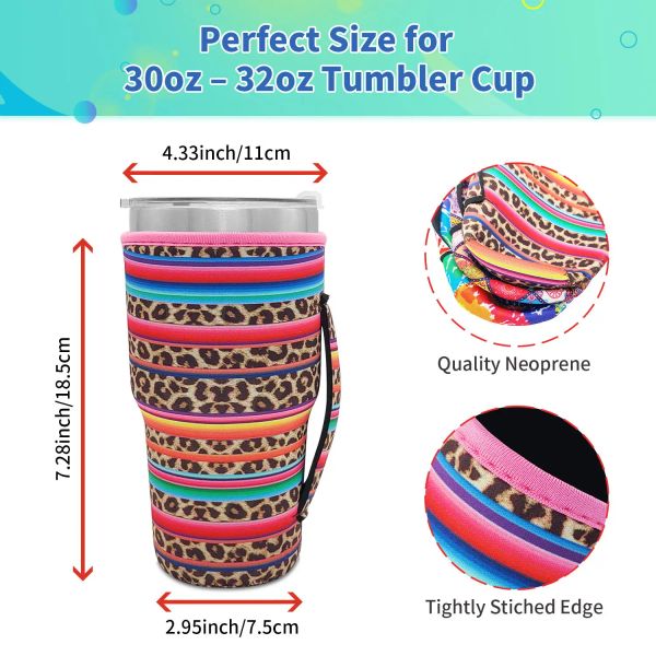 1 Pack Reutilisable Iced Coffee Tup Sleeve Néoprène Isolate Cup Cover Holder Idea for 30oz-32oz Gubler Tup