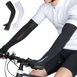 1 paire de manches de bras couleur unie course à pied pêche manches de protection solaire été Cool séchage rapide respirant soie équipement de cyclisme femme hommes 240320