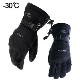 1 par de guantes de esquí de nieve negros impermeables -30 guantes de snowboard cálidos de invierno hombres mujeres motocross a prueba de viento ciclismo motocicleta negro 231220