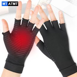 1 Paar Compressie Artritis Handschoen Mannen Gewrichtspijnbestrijding Antislip Therapie Handschoenen Half Vinger Brace Polssteun 240318