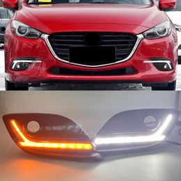 1 paar DRL Voor Mazda 3 Mazda3 Axela 2014 2015 2016 LED DRL Dagrijverlichting Daglicht mistlamp met richtingaanwijzer