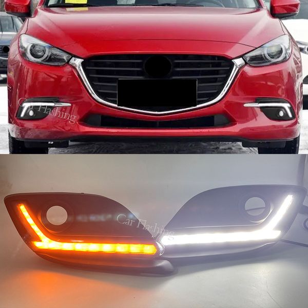 1Pair Drl pour Mazda 3 Mazda3 Axela 2014 2014 2016 LED DRL Daytime Lights Light Lampe de brouillard d'éclairage avec la lumière du signal TURN