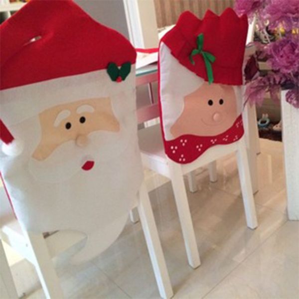 1 paire mode belle M. Mme Santa décoration de noël fournitures noël famille dîner table chaise ensembles en gros JIA448