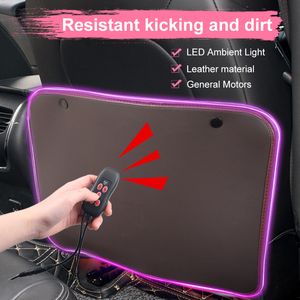 Coussinet Anti-coup de pied en cuir pour voiture BMW Tesla, 1 paire, avec lumière ambiante USB, commande vocale, Anti-saleté, Anti-poussière, éclairage décoratif automobile