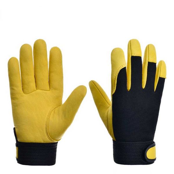 Guantes de cuero resistentes al desgaste para hombre y mujer, accesorios de ropa para conducir, trabajo, reparación, seguridad, 1 par