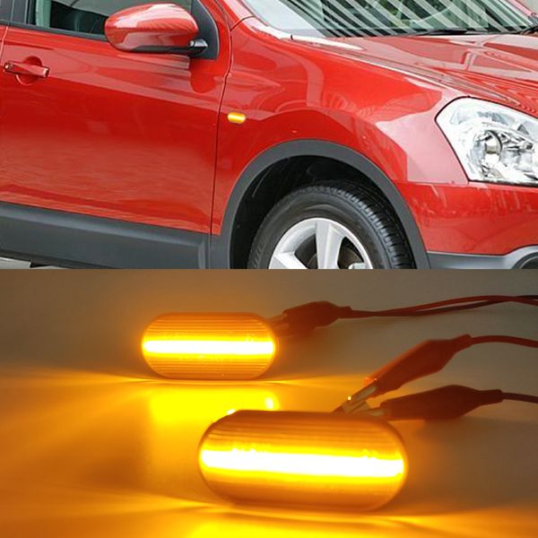 1Pair LED Caractère de voiture LED Marqueur Light Repeater Turn Signal Signal Lumière pour Nissan Tiida C11 Note E11 NE11 Micra K12 NP300 Navara D40 Qashqai J10