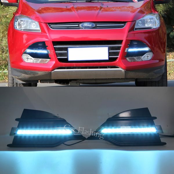 1Pair LED Day-temps Light drl DRL Daylight Feu antibrouillard avec tour jaune pour Ford Kuga Escape 2013 2014 2014 2015 2016