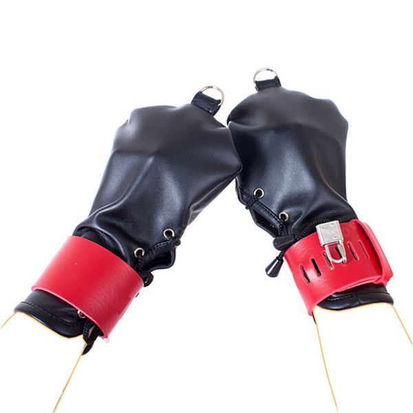 1 paire de gants de verrouillage chien patte paume en cuir PU main gants Bondage contraintes jouets sexuels pour femmes adulte jeu esclave produits sexuels