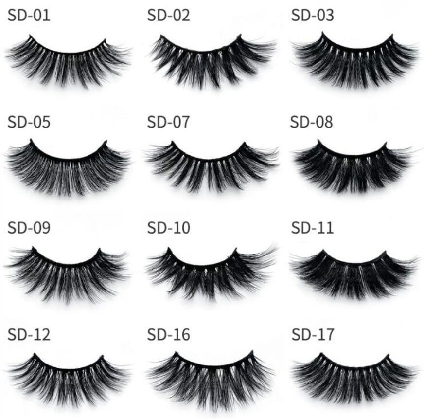 1Pair/lote cílios 3d Mink Crossing Hand Made Full Strip Eye Lashes 17 Styles Pacote Cilios naturais