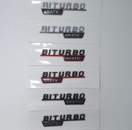 1pair Matte Black Chrome Turbo 4MATIC Biturbo 4matic Emblem Badge Fender Side Supercharge Logo Car Styling Sticker for Mercedes B3235825