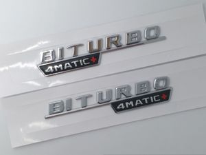 1 paar Matte Black Chrome Turbo 4 MATIC Biturbo 4matic Embleem Badge Fender Side Supercharge Logo Auto Styling Sticker voor Mercedes B259Q