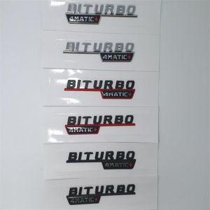 1 paire Matte Black Chrome Turbo 4MATIC Biturbo 4matic Emblem Badge Fender Side Supercharge Logo Car Styling Sticker pour Mercedes B327A