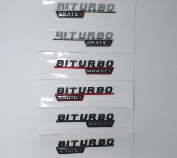 1 paire Noir Mat Chrome Turbo 4MATIC Biturbo 4matic Emblème Badge Fender Side Supercharge Logo Autocollant De Style De Voiture pour Mercedes B9601546