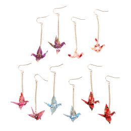 1pair van oorbellen origami blings vogel kranen papieren oorbellen rode romantische kraan hanger trendy sieraden voor vrouwen accessoires hot