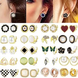 1pair perle oreille Clip d'oreille pour femmes clips non perçants sur les boucles d'oreilles bijoux de trous