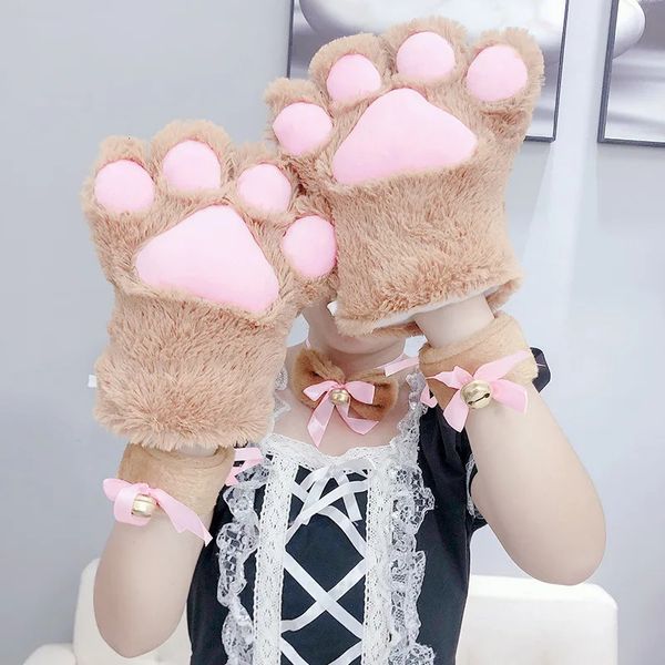 1 paire peluche Lolita chat patte chaud mitaines gants Cosplay dessin animé gants enfants Performance chat patte ours patte accessoires cadeaux 240201