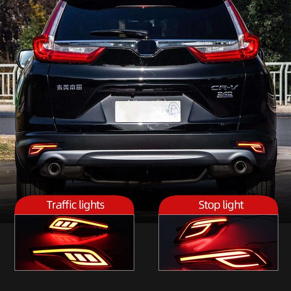 Lente Rojo 1 par LED parachoques trasero del reflector de la lámpara freno de la cola luz de niebla de la lámpara para Honda CRV CRV 2017 2018 2019