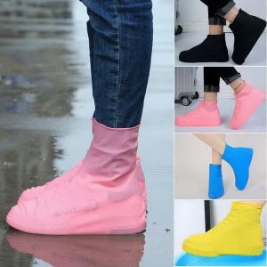 1pair réutilisable Latex imperméable chaussures de pluie couvertes résistantes à la botte de pluie en caoutchouc dépasse les chaussures de marche extérieures couverture