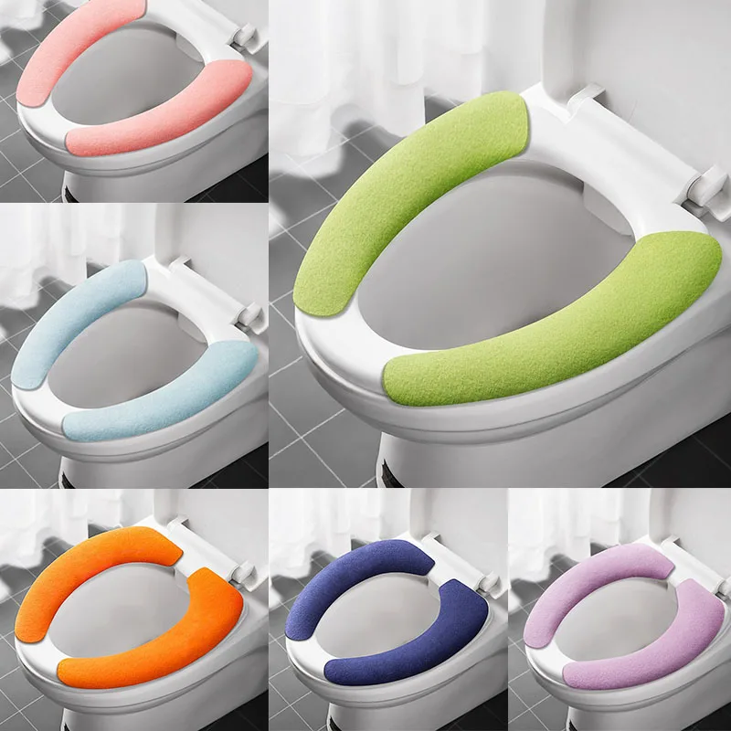 1Pair Återanvändbar toalett klistermärke toalettstolskydd tvättbart toalettstol självhäftande toalettstol täcke pad badrum matta säte