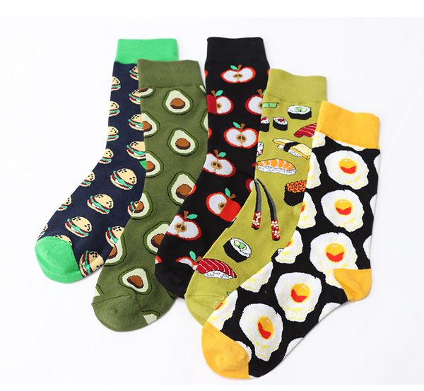 1 paire chaussette Fruits chaussettes colorées femmes mode avocat Sushi pomme Hamburger coton chaud Harajuku impression Art Calcetines Mujer M049