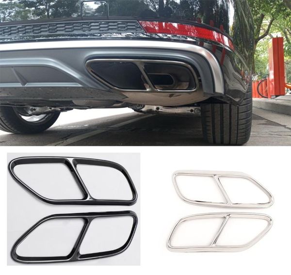 Couvercle de silencieux d'échappement arrière de voiture, 1 paire, en acier, argent, noir, garniture décorative pour A4 B9 2019 20209625730