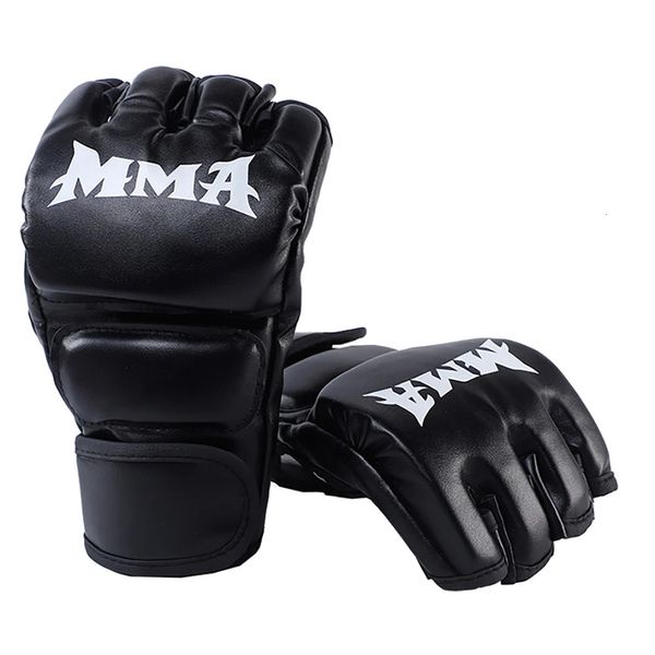 1 paire de gants de boxe épais gants MMA demi-doigt sac de boxe Kickboxing Muay Thai mitaines équipement d'entraînement de boxe professionnel 240122