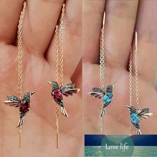 1 paire Unique longues boucles d'oreilles pendantes oiseau pendentif gland colibri boucle d'oreille cristal pendentif boucles d'oreilles dames bijoux