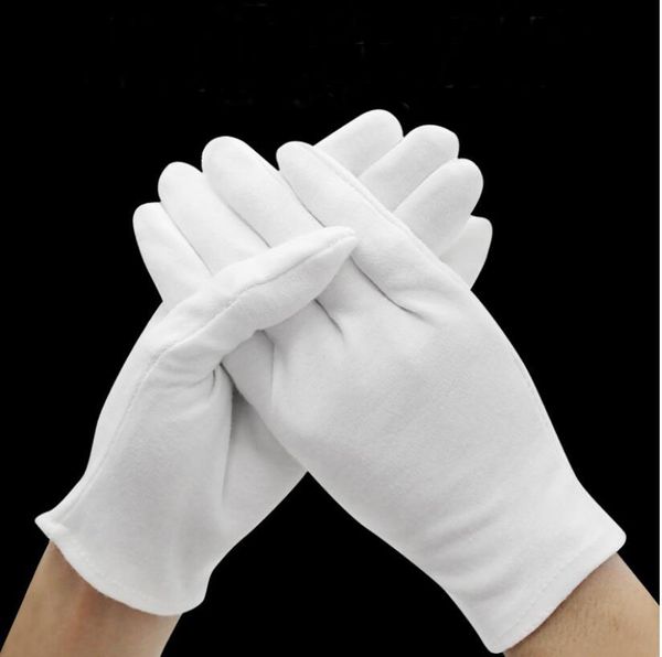 Gants de mariée 1 paire d'assurance du travail blanc tissu de travail en coton épais mince moyen et étiquette gants d'inspection de qualité wenwan