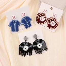 1pair Femmes Boucles d'oreilles en acrylique Baseball Heart Jewelry Festival Gift d'anniversaire