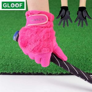 1 par de guantes de Golf de invierno para mujer, piel de conejo Artificial antideslizante, ajuste cálido para mano izquierda y derecha 201021202x