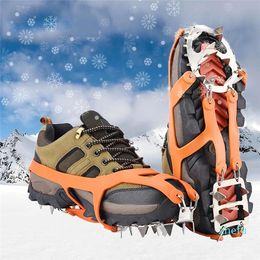 1 paire 18 dents chaussures antidérapantes Crampons glace neige hiver Sports de plein air chaussures de randonnée clous pointes contreplaqué chaussures de randonnée
