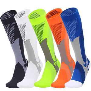 1 paire de chaussettes élastiques de compression de sports de plein air pour hommes et femmes, chaussettes de football d'équitation 1225 Z2