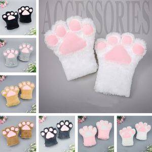 1 paire de gants à griffes de chat en peluche, mignons pour spectacle de Cosplay Anime, gants à griffes d'ours pour femmes, gants à pattes moelleuses, gants à cinq doigts