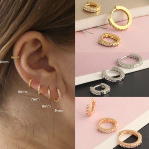 1Pairs Kleine Hoepel Oorbellen Zirconia Huggie Wit Vergulde Kraakbeen Piercing Oorbellen Oor Manchet Tiny 6mm-10mm