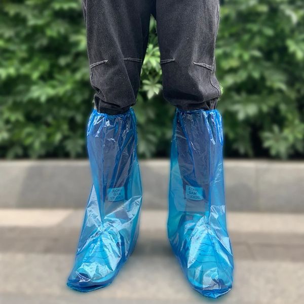 1 paires de chaussures de pluie jetables en plastique épais étanches épaisses couvertures anti-glissement à haut haut pour femmes hommes imperméables