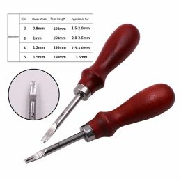 1pc 0,8 / 1,0 / 1,2 / 1,5 mm Edge en cuir Skiving Beveling Couteau coupant l'outil d'artisanat à main avec poignée en bois outils de bricolage