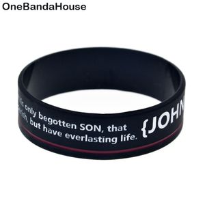 1pc Holy Bijbel John 3.16 Jesus Silicone Rubber Polsband 1 inch breed flexibel en sterk