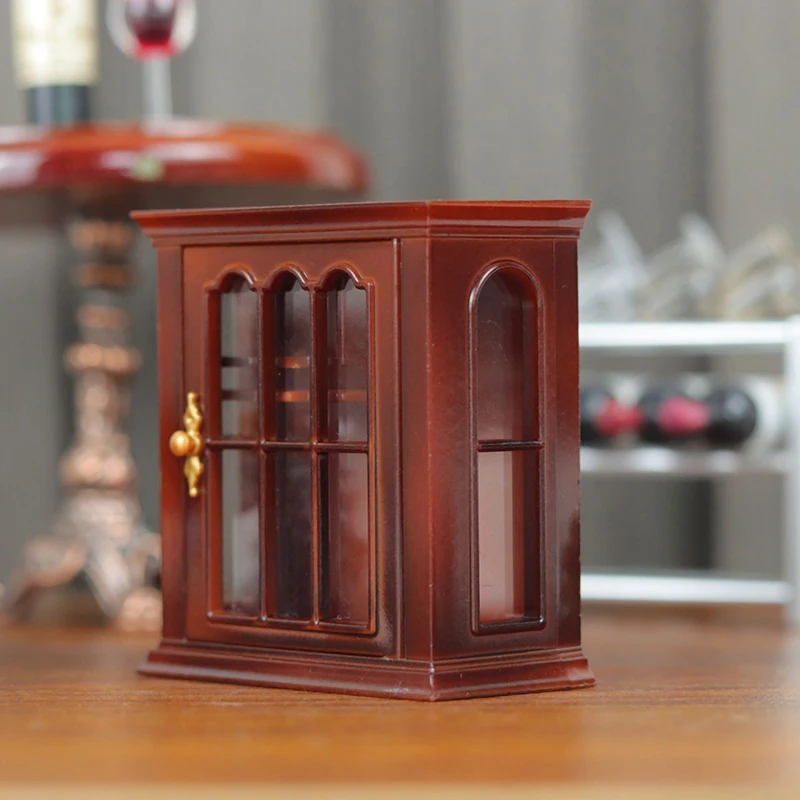 1Pc 1:12 Dollhouse Miniature Plastic Cabinet Doll House Handcrafted Wall Cabinet Wine Cabinet Furniture Model Decor Mini Cabinet