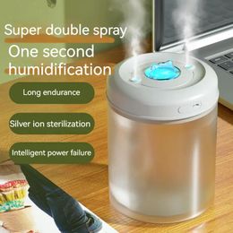 1 humidificateur d'air portable USB H2O de 1,5 L avec diffuseur à double buse – Idéal pour la maison, la chambre et les petits appareils – Améliore la qualité de l'air et hydrate la peau