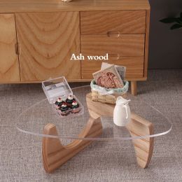1pc 1: 6 muñecas mesa de café miniaturas mesa de té mesa de té muebles de postres muebles de cocina modelo de vida juguete nogal