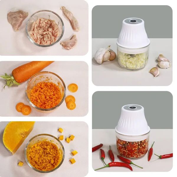 1 mini hachoir portable sans fil rechargeable par USB de 10,14 oz, parfait pour hacher l'ail, le piment, les légumes, la cruche à découper de sécurité alimentaire, les appareils de cuisine